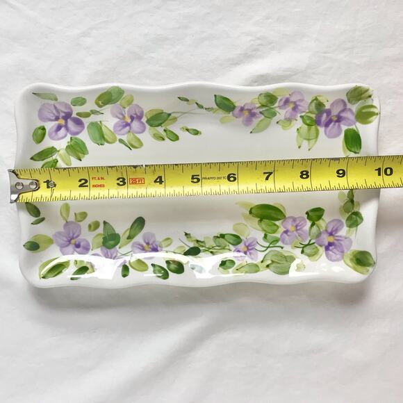 Tabletops Unlimited Mariam's Garden Ceramic Floral Tray For Sugar & Creamer - Picture 9 of 10